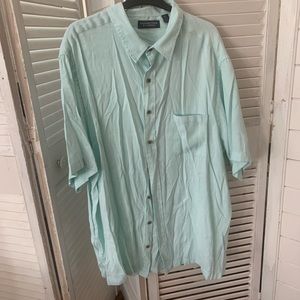 Men’s 3XT short sleeve button up shirt Roundtree & Yorke mint green/white
